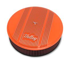 Vintage-Series-14-Round-Finned-Air-Cleaner-Assembly,-With-3-Premium-Filter---Factory-Orange-Finish