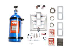 Supercharger-Nitrous-System,-Polished-Injector-Plate,-Red--Blue-Plumbing,-Blue-Bottle