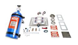 Supercharger-Nitrous-System,-Polished-Injector-Plate,-Red--Blue-Plumbing,-Blue-Bottle