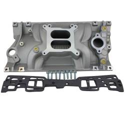 BluePrint Engines - BPP350VINT - Dual Plane Aluminum Vortec Intake Manifold Kit - Square Bore - GM SB Compatible - Natural - Image 1