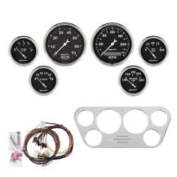 AutoMeter - AutoMeter Old Tyme Black 6 Gauge Set RPM/MPH/OilP/Water/Volt/Fuel 7048-OTB - Image 1