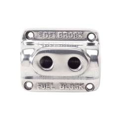 Edelbrock - Edelbrock Polished Dual Outlet Fuel Block Kit 12801 - Image 1