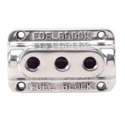 Edelbrock - Edelbrock Polished Triple Outlet Fuel Block Kit 12851 - Image 1