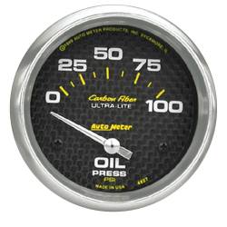 AutoMeter - AutoMeter Carbon Fiber Electric Oil Pressure Gauge 4827 - Image 1