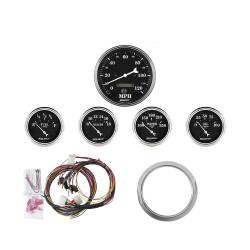 AutoMeter - AutoMeter Old Tyme Black 5 Gauge Set MPH/OilP/Water/Volt/Fuel 7034-OTB - Image 1