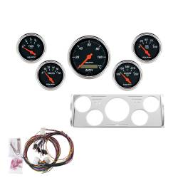 AutoMeter - AutoMeter Designer Black 5 Gauge Set MPH/OilP/Water/Volt/Fuel 7057-DB - Image 1