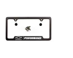 19330393 License Plate Frame in Black with Bowtie Logo and Chrome Performance Script