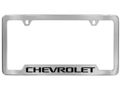 19330378 License Plate Frame by in Chrome with Black Chevrolet Script