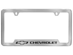 19330379 License Plate Frame in Chrome with Black Bowtie Logo and Chevrolet Script