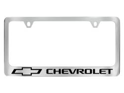 19368099 License Plate Frame in Chrome with Black Bowtie Logo and Chevrolet Script