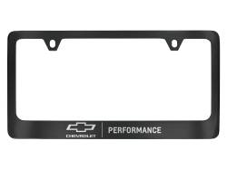 19368106 License Plate Frame in Black with Chrome Bowtie Logo and Performance Script